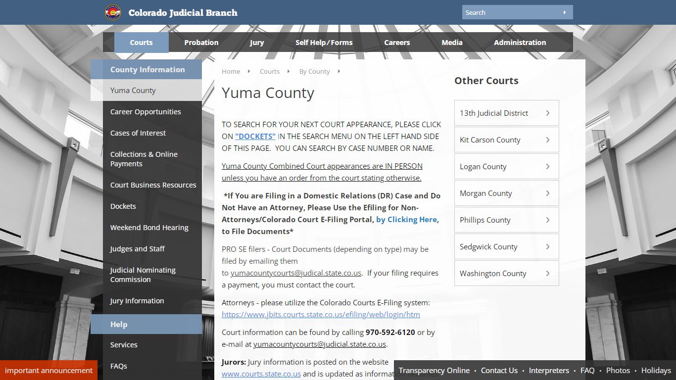 Colorado Judicial Branch - Yuma County - Homepage
